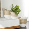 thumbnail image 4 of CosmoLiving by Cosmopolitan 13", 16", 18"W Brown Seagrass Handmade Two Toned Storage Basket with Handles, 3-Pieces, 4 of 20