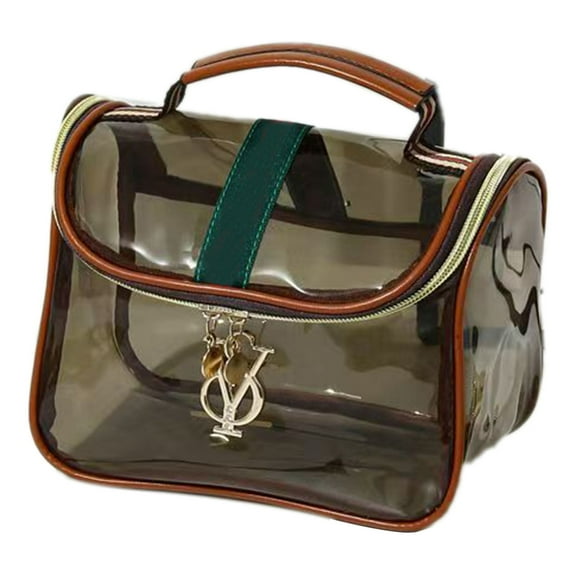 Retro Vanity Bag Large Capacity Makeup Organizer for Women - Transparent Travel Cosmetic Storage Bag for Ladies