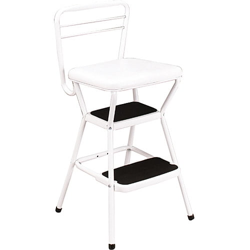 Cosco Stylaire Retro Chair Plus Step Stool With Flip Up Seat White