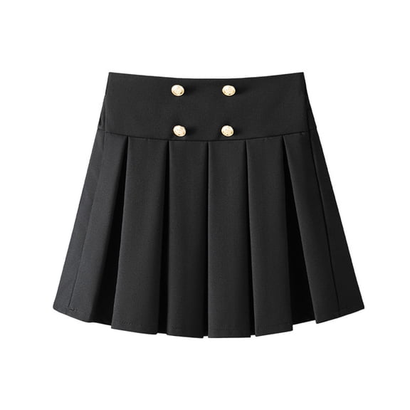 Ultrave Girls' Uniform Pleated Skirt, High-Waisted Casual Buttons Trim Mini Skirt for School 3-17 Y