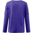 thumbnail image 4 of Purple Women's Long Sleeve T-shirt, Women'S Round Neck Solid Color Hollow Stitching Long Sleeved T Shirt,Women's Long sleeve T-shirt XXL, 4 of 5