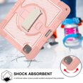 thumbnail image 7 of ELEHOLD 3-Layer Shockproof Case For iPad 8th/7th Generation, Rugged Cover with 360° Rotating Kickstand, Wrist Strap, Detachable Shoulder Strap, Pencil Holder, Rose Gold, 7 of 7