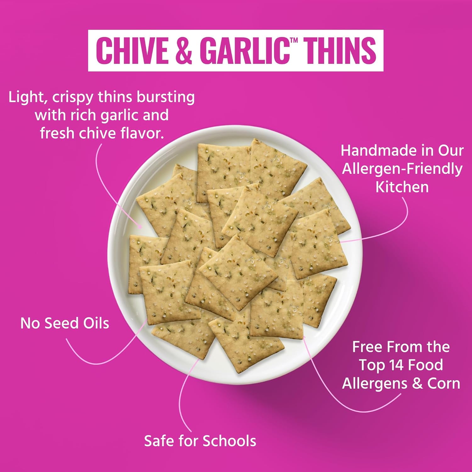 Every Body Eat Snack Thins, Chive and Garlic Flavor, Vegan, Gluten Free and Dairy Free (Pack of 6)