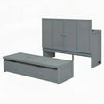 thumbnail image 3 of Gray Full Size Murphy Bed: Built-in USB & Large Drawer, Sturdy Pine Wood, Space-Saver, 3 of 26