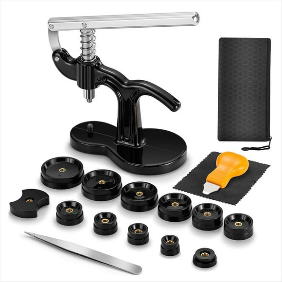 Kit de Herramientas de Repuesto de Pilas de Reloj de 17 Piezas con Prensa de Reloj y Herramienta de Extracción Trasera para Tipo de Relojes