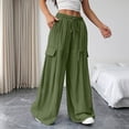 thumbnail image 4 of Edvintorg Lounge Pants Women with Pockets Flowy Lightweight Elastic Waisted Loose Cascual Wide Leg Trouser with Pockets Womens Clothes Army Green M, 4 of 8