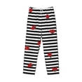 thumbnail image 4 of Daiia Ladybugs on Black and White Striped Men's Sleep Pant with Pockets and Drawstring,Pajama Pants-Large, 4 of 9