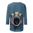 thumbnail image 4 of thefmos Women's Round Neck Animal Print Blouse 3/4 Sleeve Solid Color Casual Pullover Tops Fashion Spring Fall Outfit, Multicolor 5XL, 4 of 5