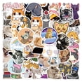 thumbnail image 1 of Pegatinas de gato, 50 unidades, pegatinas de vinilo impermeables para ordenador portátil, monopatín, botellas de agua, computadora, teléfono, guitarra, pegatinas de gato para niños y adultos (pegatinas de gato) Rojo Verde, 1 of 5