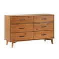 thumbnail image 3 of Modern Solid Wood 6-Drawer Dresser with Metal Handles - Caramel, 3 of 18