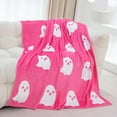 thumbnail image 5 of Uutvmp Halloween Pink Ghost Blanket, Flannel Cover Blanket, ExtendedSuper Soft Halloween Ghost Blanket for Bedroom Bed Living Room Sofa Couch, 5 of 9