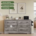 thumbnail image 2 of Uforic 6 Drawers Double Dresser with Power Outlets, MDF Chest of Drawers Storage Cabinet, Gray, 2 of 8