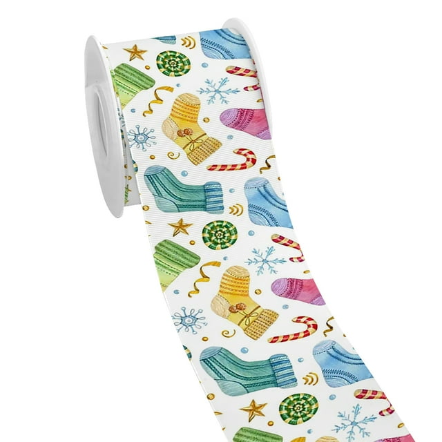 Holiday Merry Christmas Decoration Pattern Printed Grosgrain Satin Ribbon for Gift Wrapping Hair Bow Craft Accessory 50 Yards Jiayi