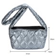 thumbnail image 3 of Autumn Winter Cotton-Padded Bag Rhombic Lattice Shoulder Bag for Work (Black), 3 of 10