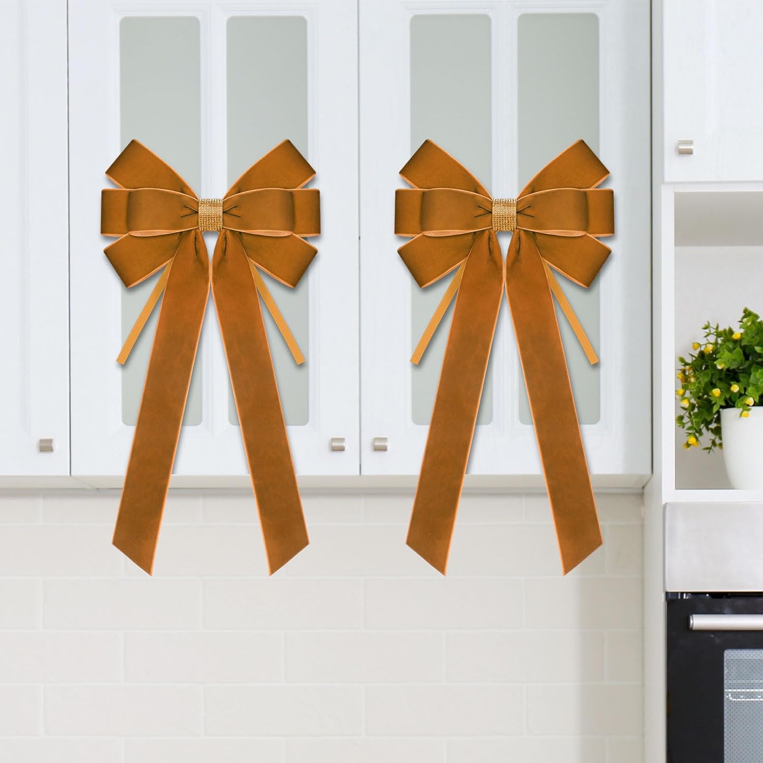 Dalrosia 6PCS Velvet Bows for Christmas Tree Large Velvet Christmas Wreath Bows with Clip Rhinestone Ribbon,Xmas Tree Topper Ornament for Home Indoor Outdoor Decoration
