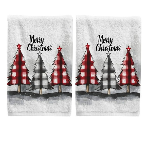 Ryvnso Christmas Trees Paint Hand Towels Set for Bathroom Cotton Face Towel Decorative 15.5x29.5 inch
