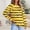 Yellow, variant on Abomasnow Plus Size Tops for Women Casual Long Sleeve Shirts for Women Fall Winter Stripe Print V Neck Pullover Tees S-5XL