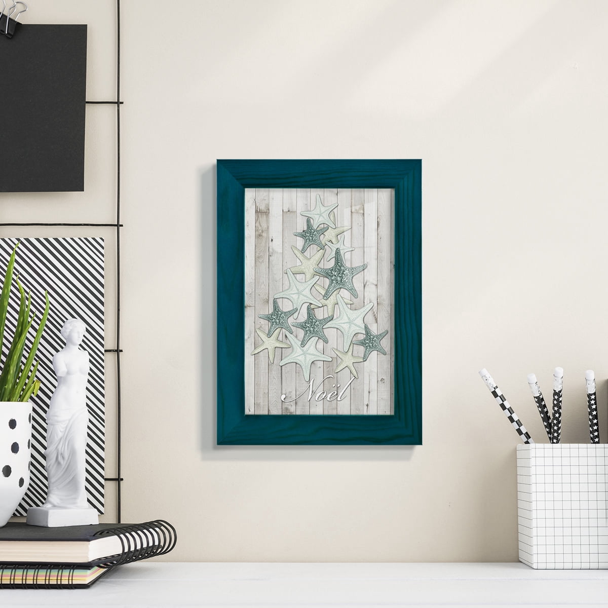 Coastal Christmas IV -Framed Print w/glass-Ocean Blue