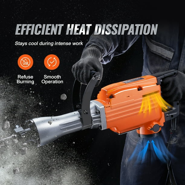 VEVOR Demolition Jack Hammer 2200W Electric Jackhammer Heavy Duty 1350 BPM Concrete Breaker 6pcs Chisels Bit Chipping W Case