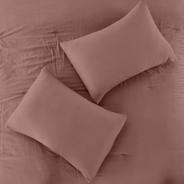 Modern Threads 4-Piece Garment-Washed Comforter Set Beck Dark Rose King