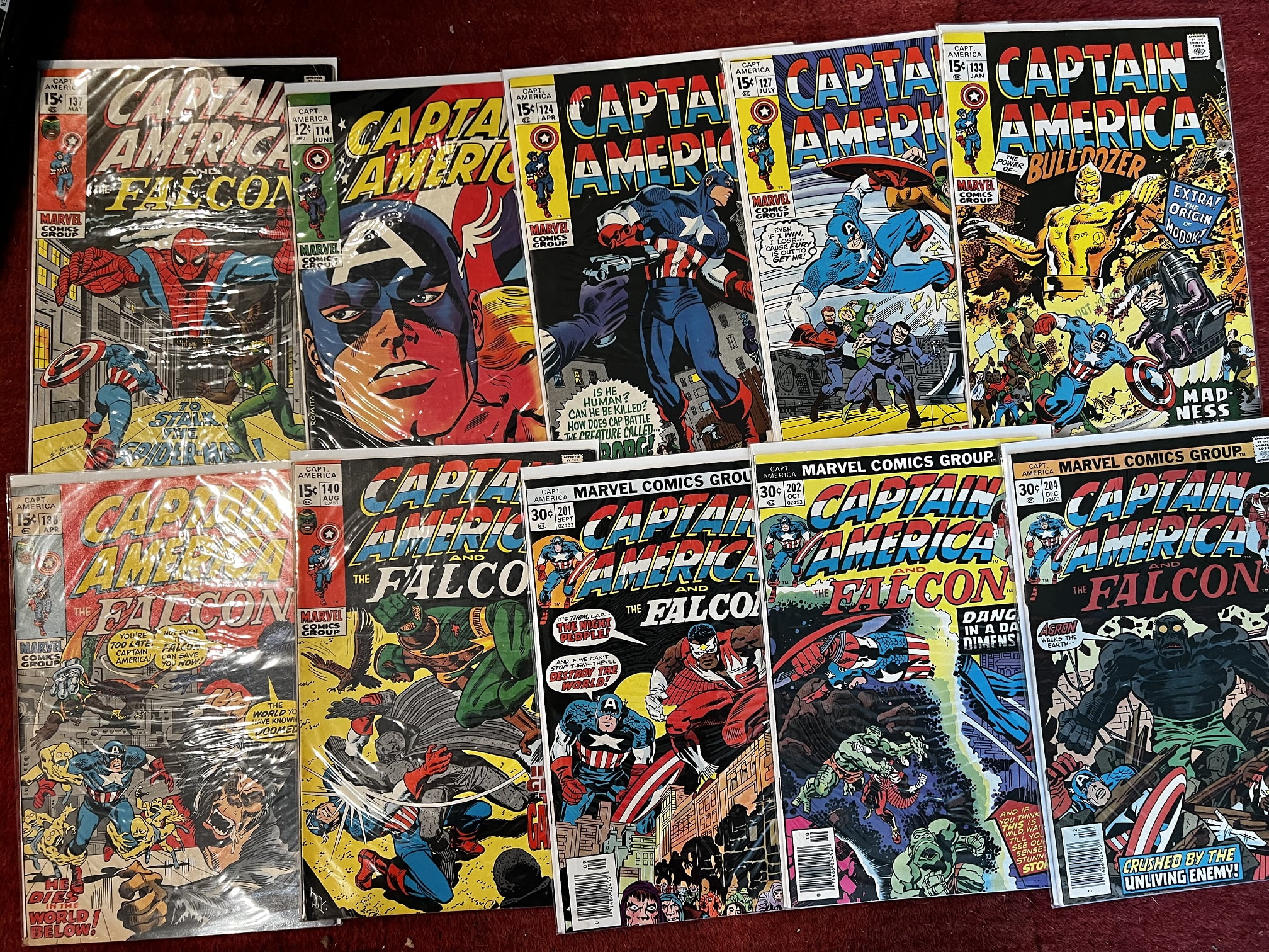 Captain America Bronze Age Comic Book Lot 114, 124, 127,, 133, 136, 137,140, 201,202,204,205,206,208211,213,214,210,209,234,278,261,272,277,292,299,412