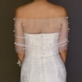 thumbnail image 4 of JZROCKER Elegant Women Bride Shawl Sheer Wrap Wedding Bridal Shinning Shoulder Wrap Elegant Banquets Shawl with Pearl Beads, 4 of 14
