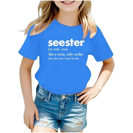 

Icvfdpl Child Shirts Fashion Summer Short Sleeve Round Neck Letter Printed Top Easily Fit T Shirt