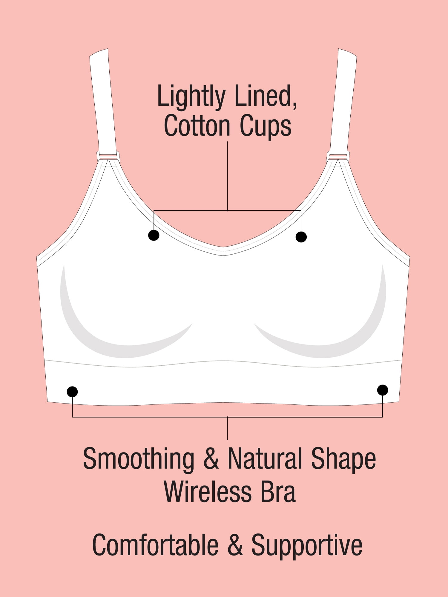 Fruit of the Loom Wireless Bra 2 Pack, Style FT942, Sizes S to XXXL