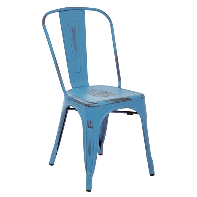 Chaise Sans Accoudoirs, Bleu Royal Antique, Lot de 4