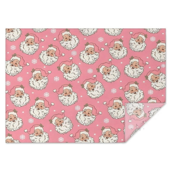 Pink Christmas Santa Pattern Rectangle Tablecloth 60"x84",Waterproof Polyester Rectangle Table Cloth, Wipeable Spillproof Polyester Tablecloth for Dining, Camping, Indoor and Outdoor