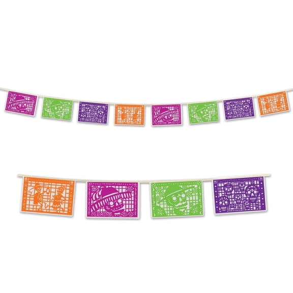 12 Pack Bulk Day Of The Dead Picado Style Pennant Banner