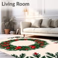 thumbnail image 2 of ODIKA 3'x5' Machine Washable Non-Slip Area Rug, Holiday Berry Wreath Entrance Greeting High Traffic Rug, Green, 608247, 2 of 7