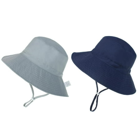 

Century Star Toddler Beach Hat UPF 50+ Sun Protection Kids Sun Hat Camping Wide Brim Baby Hats with Mesh Liner Navy Grey 0-6 Months