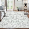 thumbnail image 2 of 5x7 Vintage Distressed Area Rug, Machine Washable Medallion Floral Carpet with Non-Slip Stain Resistant, for Living Room, Bedroom, Home Decoration,Gray, 2 of 7