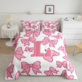 thumbnail image 2 of Castle Fairy Boys Girls Cute Bowtie Letter Monogrammed L Bedding Comforter Set 2pcs,Cartoon Bow Bowknot Twin Comforter Sets Microfiber,Dreamy Princess Breathable Bedding Set,Breathable Home Decor, 2 of 8