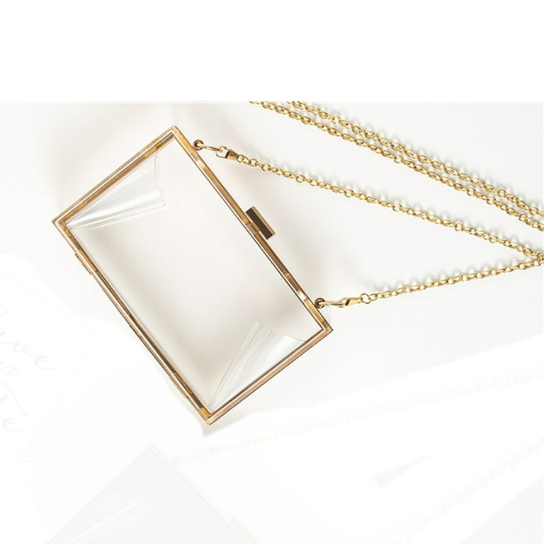 Yuanbang New Acrylic Transparent Women Clutch Bag Chain Women Messenger Bag Evening Bag Handbag Chain Shoulder Bag Transparent Adult Unisex Size 1
