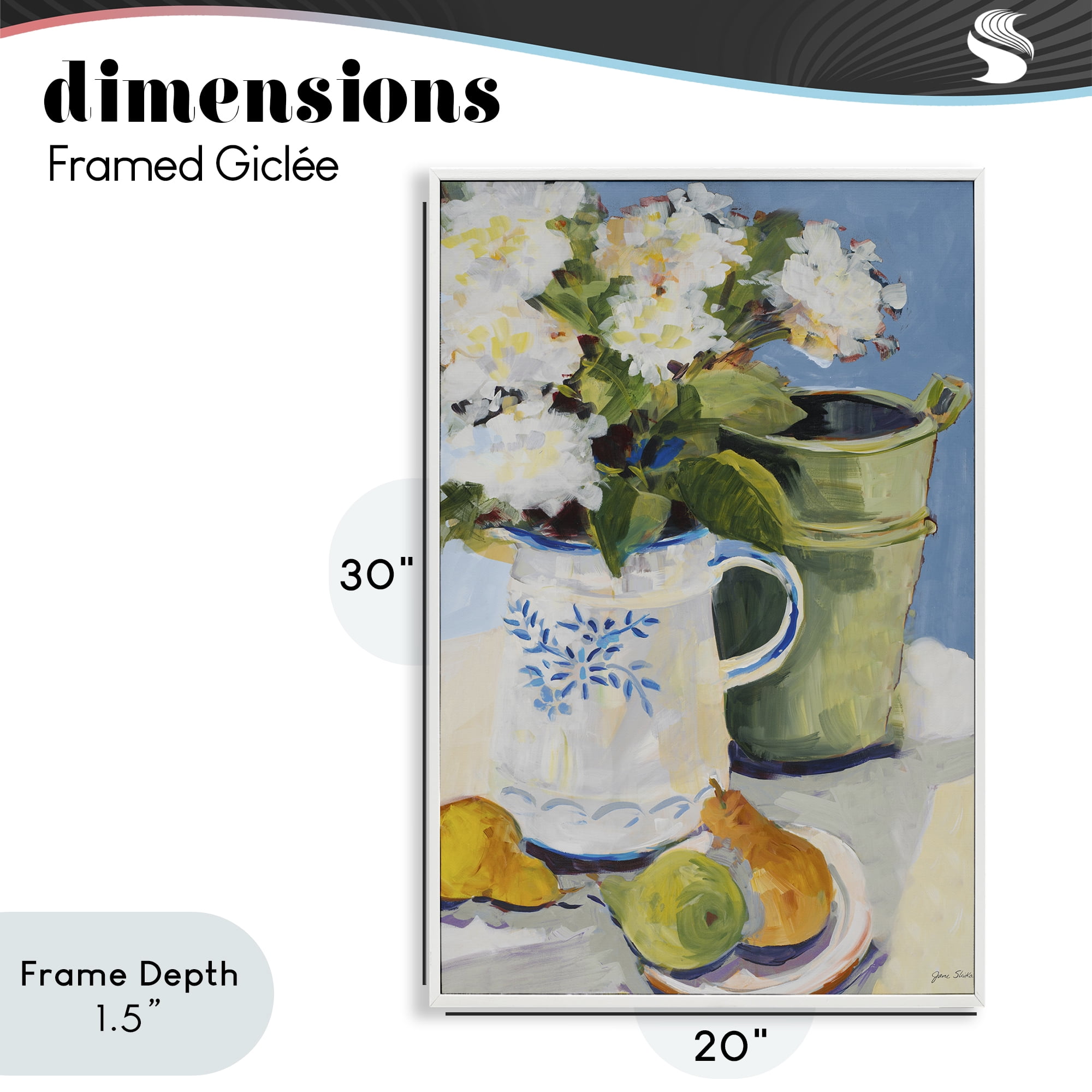 Stupell Industries Pitcher of Flowers Still Life White Framed Giclee Art, design by Jane Slivka