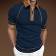 thumbnail image 2 of Sngxgn Men's Short Sleeve Solid Stretch Cotton Polo Shirt(Dark Blue,L), 2 of 4