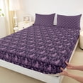 thumbnail image 3 of Feelyou Purple Bohemian Damask Bed Sheets, Tribal Gothic Cat King Sheets, 4pcs, 3 of 7