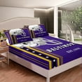 thumbnail image 3 of Sports Sheets American Football City King Bed Sheets Set, 3D Helmet Sheet Set Youth Bedroom, Purple Black Yellow Bedding Set - 1 Fitted Sheet 1 Top Sheet 2 Pillowcases (Baltimore), 3 of 6