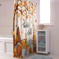 thumbnail image 4 of Fall Shower Curtain Gnome with Pumpkin Thanksgiving Shower Curtains for Bathroom Hello Fall Maple Leaf Bath Curtains Sets with Hooks for Autumn Thanksgiving Seasonal Decor Fabric Small Stall 36" X 72", 4 of 6