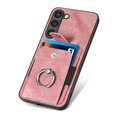 thumbnail image 5 of Compatible with Samsung Galaxy S21 Plus, Classic Card Slots 360 Rotating Finger Ring Kickstand PU Leather + TPU Frame Magnetic Closure Back Case Cover for Samsung Galaxy S21 Plus, Pink, 5 of 12