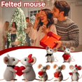 thumbnail image 2 of Valentines Day Felt Mouse Ornaments, Handmade Wool Felt Mouse Holding Heart,Cute Needle Felted Mice Figurine, Mini Wool Mice Figurines,Festive Tabletop Felt Doll Gift for Valentines Day, 2 of 9