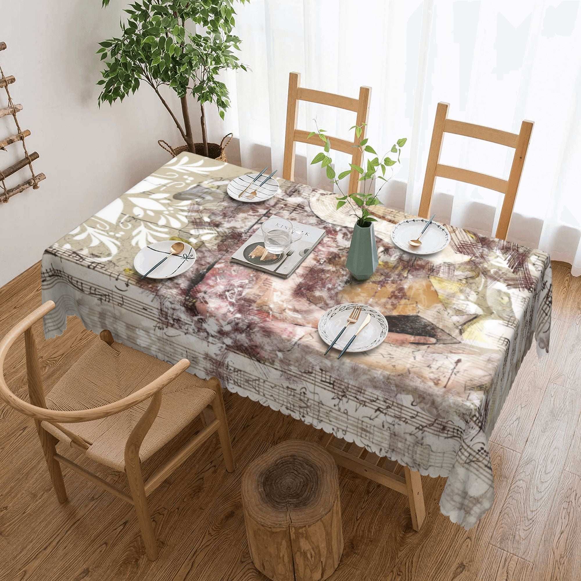 XMXY Table Cloth Rectangle Table, Art Collage Layout Dining Table Cover ...