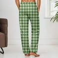 thumbnail image 4 of Men's Cotton Lightweight Plaid Sleep Pants| Lounging PJ Bottoms Drawstring Pants with Pockets and Button Fly | Multi Packs & Colors (12-Green, S), 4 of 6