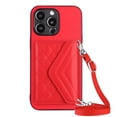 thumbnail image 3 of for iPhone 16 Pro Max Slim Case with Card Holders and Strap for Women, iPhone 16 Pro Max Phone Case Wallet PU Leather Kickstand RFID Blocking Flip Shockproof Wallet Case - Red, 3 of 11