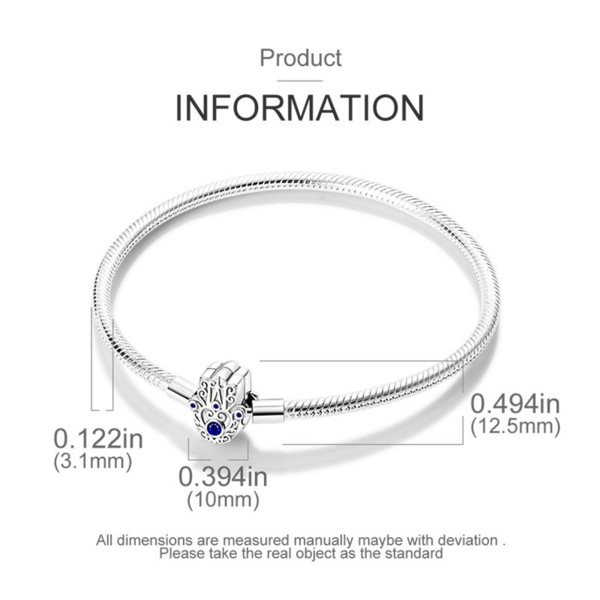 Alscharm 925 Sterling Silver Snake Chain Bracelet Farama Charms Bracelets for Women Girls Gifts for Her