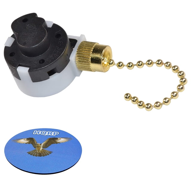 HQRP Ceiling Fan Pull Chain 3-Speed 4-Wire Control Switch for Angelo Brothers Ceiling Fan, Function L-1-2-3, L-2-3, L-1-3, L-1-2 + HQRP Coaster