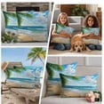 thumbnail image 4 of Outdoor Pillow Covers Summer Beach Blue Seawater Waterproof Pillow Cases 16x16 Set of 2, Tropical Plant Palm Tree Throw Pillow Cover Pillowcase for Patio Balcony Couch Garden, 4 of 9