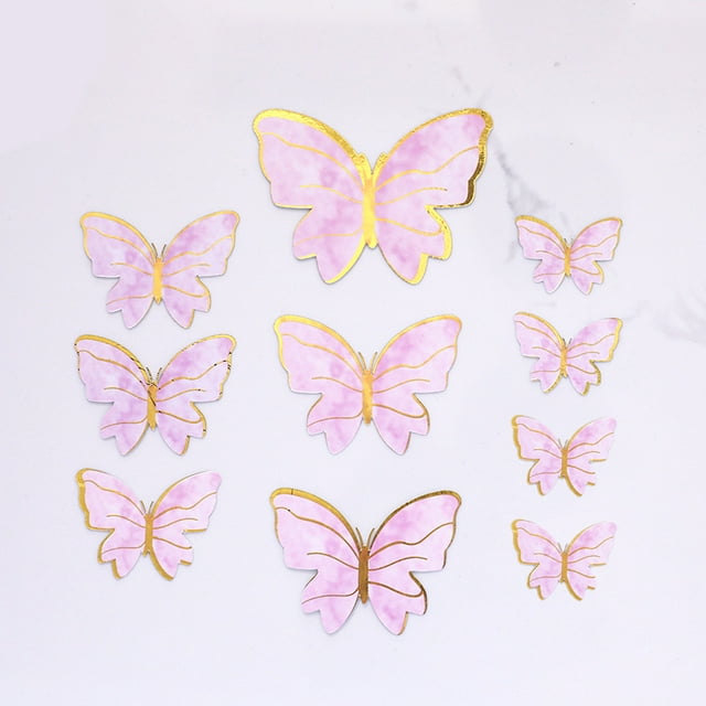 Adornos para tartas de mariposas, adorno para tarta de mariposa morado y rosa, adorno redondo de acrílico para tarta de feliz cumpleaños, para decoración de fiesta de baby shower de cumpleaños de
